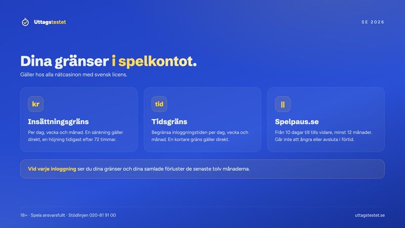 Insättningsgräns, tidsgräns och Spelpaus hos ett nätcasino med svensk licens