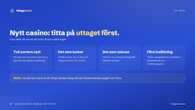 Nya casino: två sorters nytt, vad som lockar, vad som saknas och vad du bör kolla före första insättningen