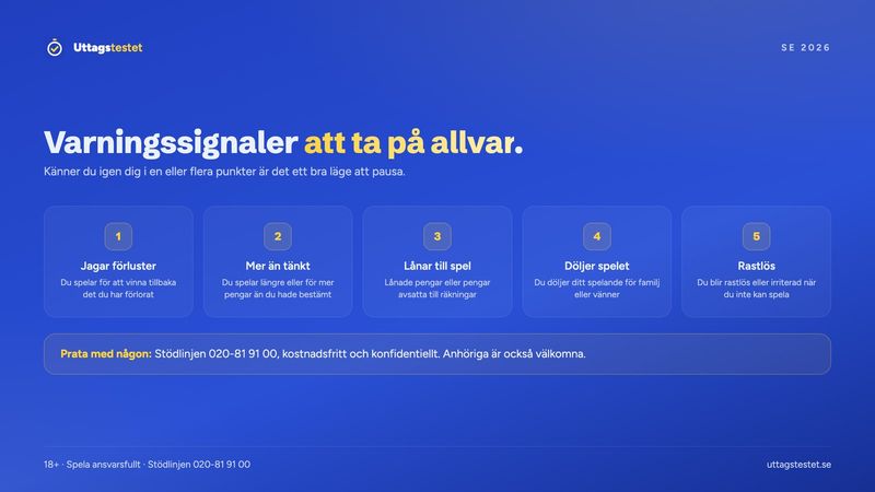 Fem varningssignaler vid spel om pengar och var du får stöd för att spela ansvarsfullt